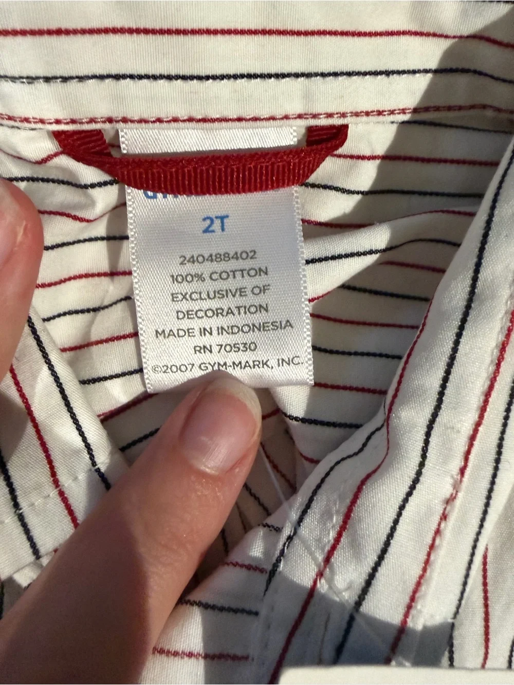 NWT Boys 2T Red, White, and Blue Striped Gymboree Long Sleeve Dress Shirt